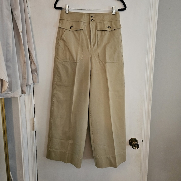 J.CREW Officer Patch-Pocket Wide-Leg Pant Stretch Twill in KHAKI size 6 NWT - Picture 4 of 13
